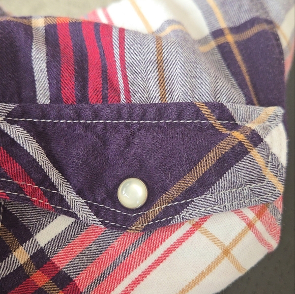 Thread & Supply Womens Flannel Plaid Pearl Snap Button-up Shirt Size M - Picture 3 of 13